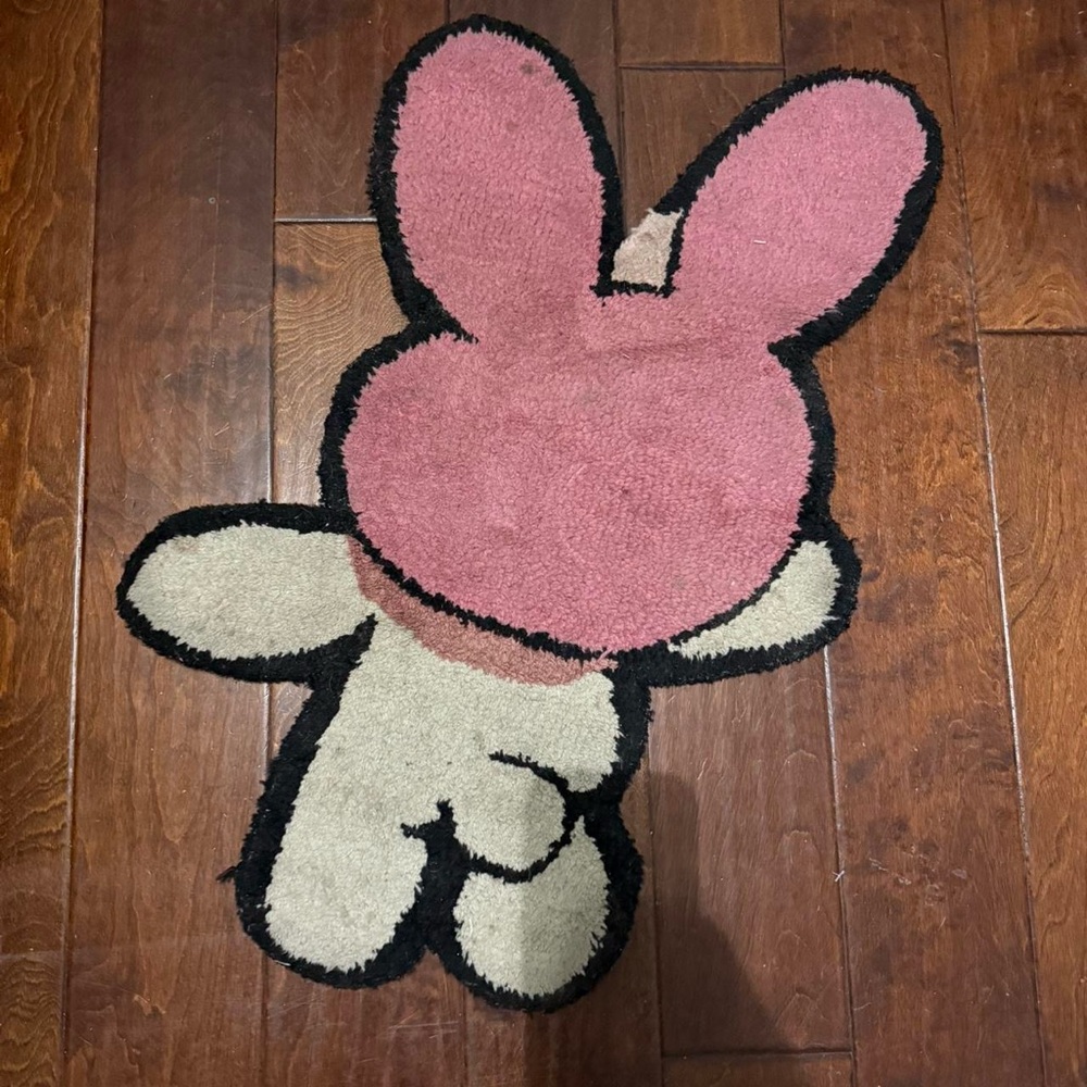 Cute Pink and Cream Bunny Rug